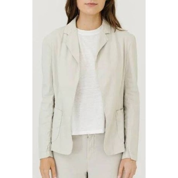 Frank & Eileen Women's Cream Tailored Open Front Cotton/Flax Blazer Size XL